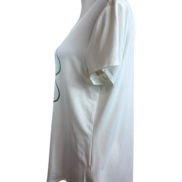 Apt. 9 Off-White top with green Sequin Shamrock size large - Picture 4 of 9